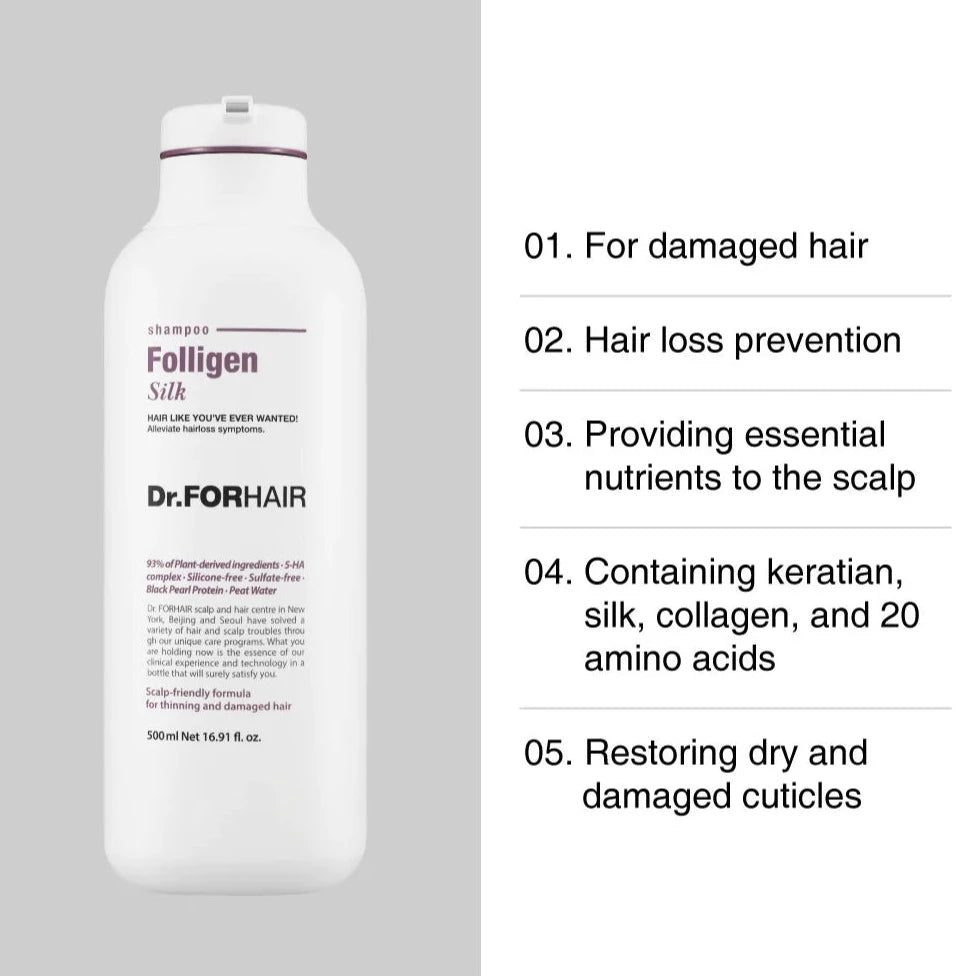 Dr.FORHAIR Folligen Silk Shampoo - 2 sizes